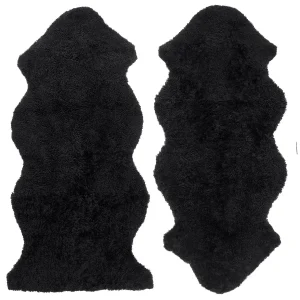 Curly 1.5 Fårskinn Fäll Black