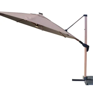Caserta Frihängande Parasoll Beige/Wood 3x3m